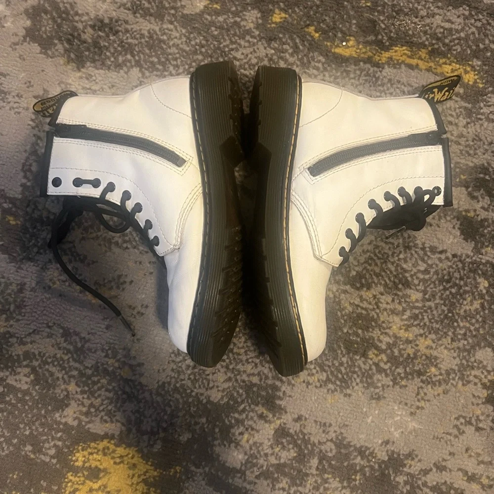Dr. Martens Zavala Air White and Black Leather Boots